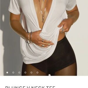 Joah Brown Deep V-Neck White Tee S/M